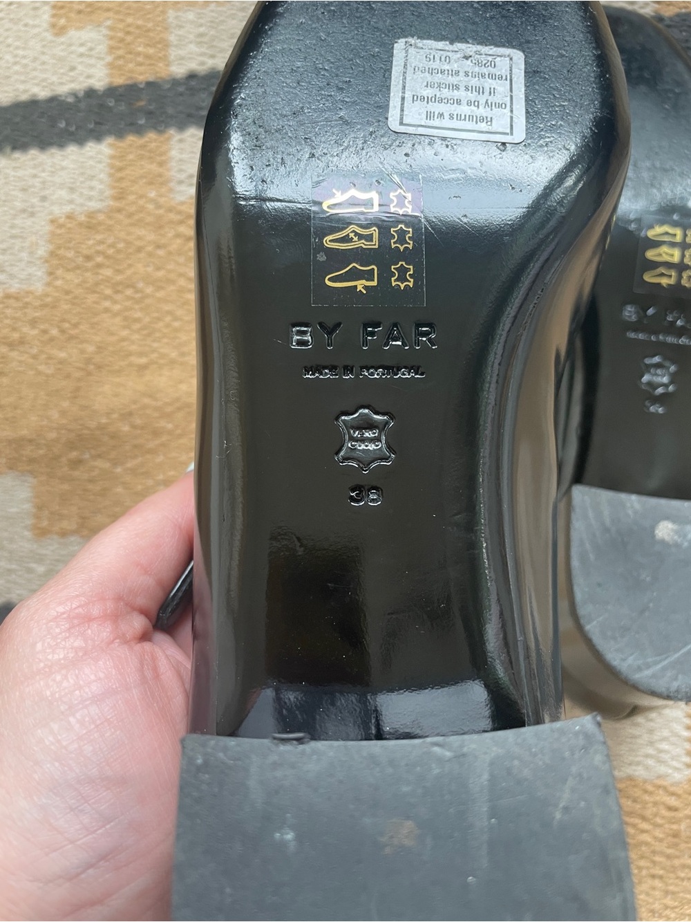 BY FAR Ginny Black Patent Mary Jane Low Block Heel Pumps - Picture 4 of 5